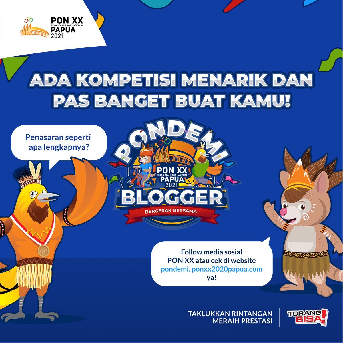 ponxx2020papua's tweet image. Kam mo tau apa saja syarat dan ketentuannya? Eh, tapi sabar dlu ee! Nanti besok tong kas info lebih lanjut! Follow media sosial PON XX Papua 2021 trus ee!

Kam di sini siapa yg tertarik mo ikut Kompetisi Blogger? Absen dikolom komentar ee!

#PONXXPapua2021 #PONDEMIKompetisiBlog