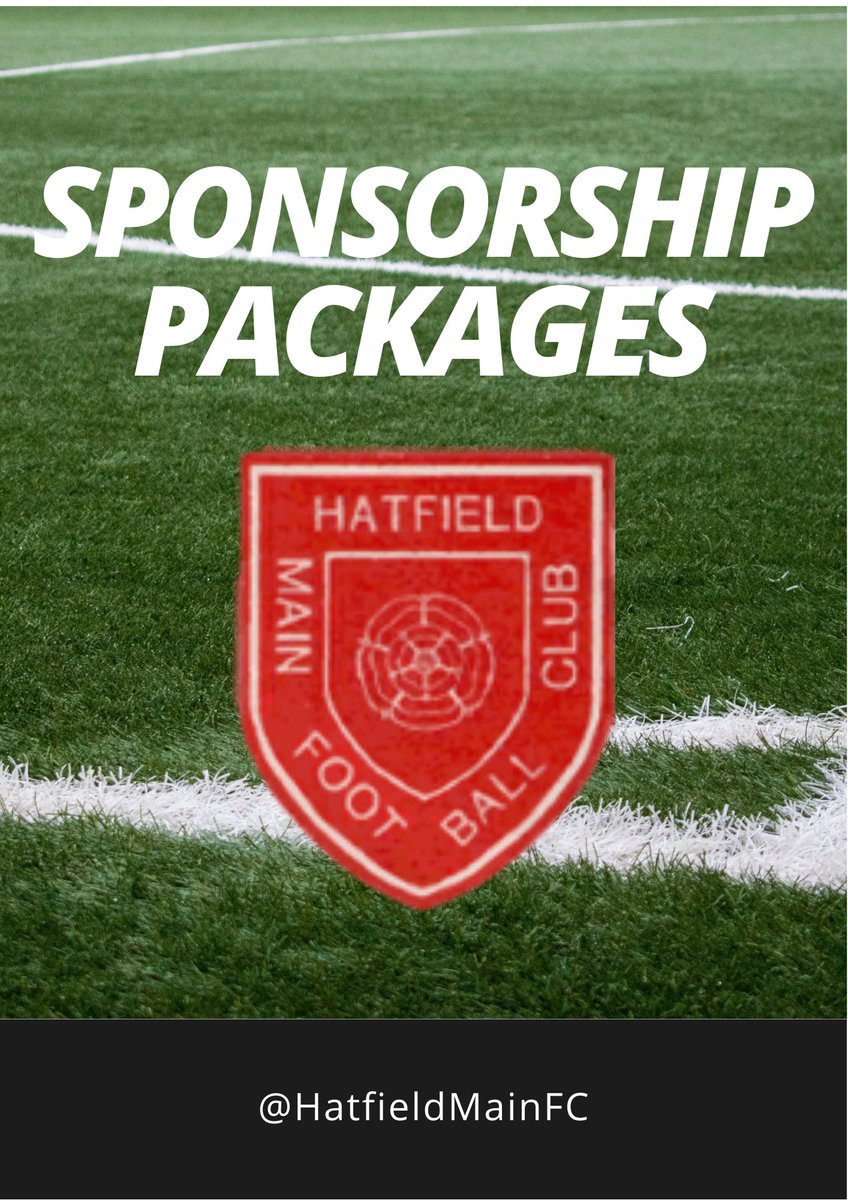 HatfieldMainFC's tweet photo. We are happy to say that soon we will be offering opportunities to sponsor the club. We are putting together packages at the moment if you or a company you know are interested feel free to drop us a DM. 🔴⚫️ https://t.co/pMsL17PfVQ