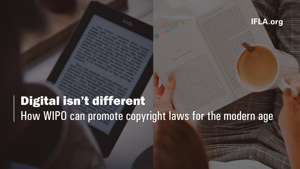 IFLA's tweet photo. The pandemic has underlined how essential it is for #libraries to be able to do digitally what they traditionally have done physically.
Our latest blog explores what this could mean for work at #WIPO #SCCR41: https://t.co/c3afXbUb4S
#Copyright4Libraries https://t.co/HFEkriCS4K
