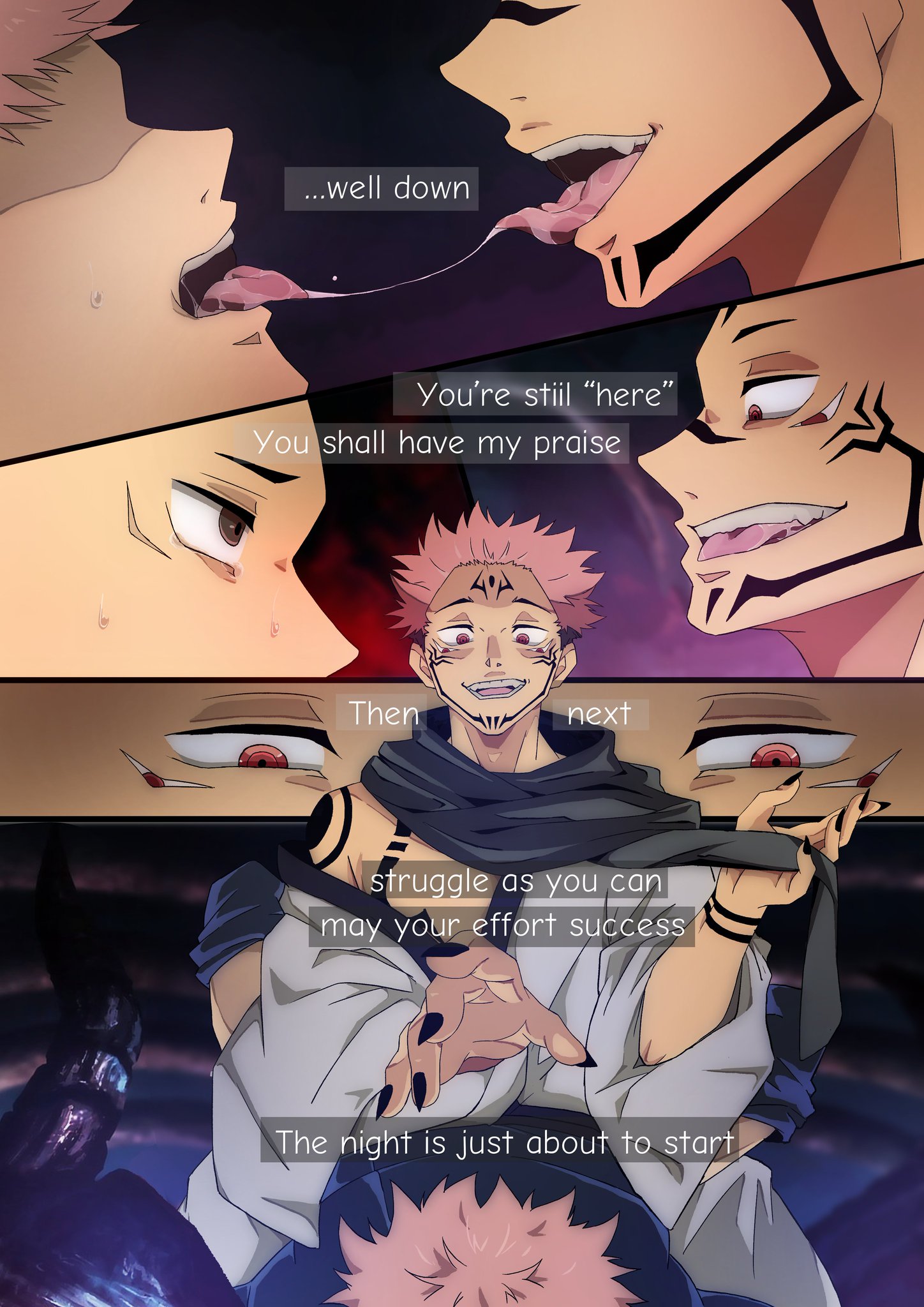 4 pic. 閱讀方向右至左 Read from right to left 嘗試用原動畫風格...好難 so difficult to draw manga with anime style 下次先單張*4好了...同時想畫動畫 maybe just single image next time ...also want to do music animation simultaneously🤣 #宿虎 #sukuna #yujiitadori #JujutsuKaisen #yaoianime https://t.co/1PDnfJBB1E