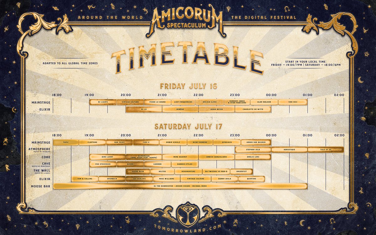 Tomorrowland schedule  2021