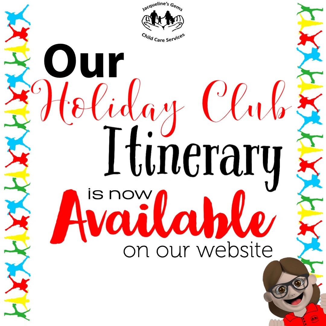Check it out on jacqgemschildcare.com. Head to our holiday club page to find the itinerary for your club location. #holidayclub #itinerary #childcare #summerclub #summerbreak #halfterm