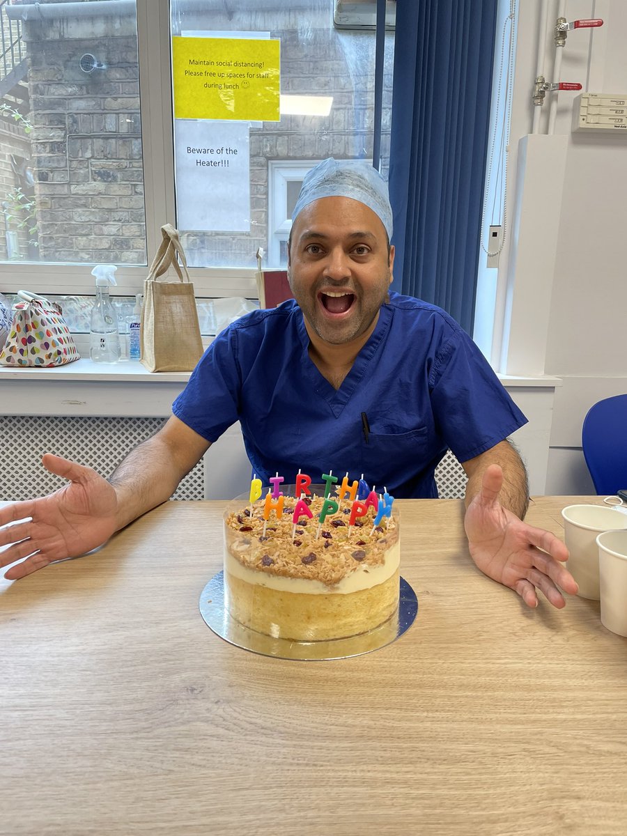 Happy birthday <a href="/MajShabbir/">Maj Shabbir</a>! Working hard on his birthday doing urethroplasties but we still found time for cake! 🎂<a href="/YaminiKailash/">Yamini Kailash</a> <a href="/GuysUrology/">Guy's Urology News</a>
