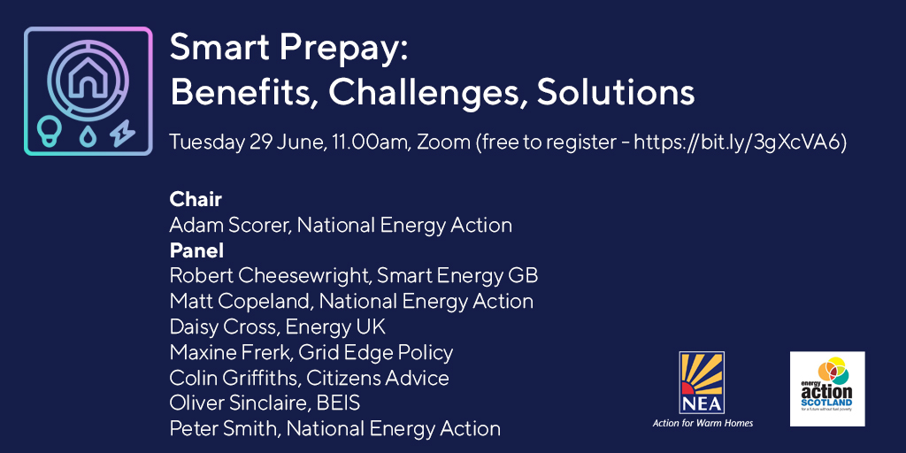 NEA_UKCharity's tweet photo. We’re really looking forward to our #SmartPPM report launch event this morning with speakers from @SmartEnergyGB, @EnergyUKcomms, @GridEdgeLtd, @CitizensAdvice and @beisgovuk! There’s still time to register if you haven’t already. Visit https://t.co/N2S8CjmtfZ
#SmartPPM https://t.co/3Kyx0bwTq3