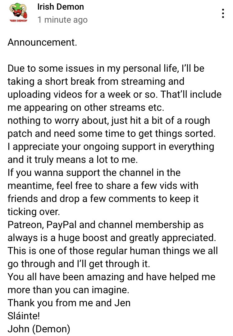 Just a quick announcement. Sláinte and thanks everyone.