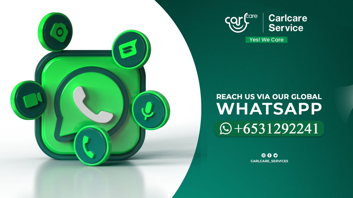 CarlcareGlobal's tweet photo. Hey FAM! 🥰chat with us from across the globe via WhatsApp on +6531292241
We will sort out any inquiry you have and answer any consultation fast. Use our WhatsApp number +6531292241 to record any complains or suggestions that will help us improve our services 🥰
#YesWeCare https://t.co/z02OKanadw