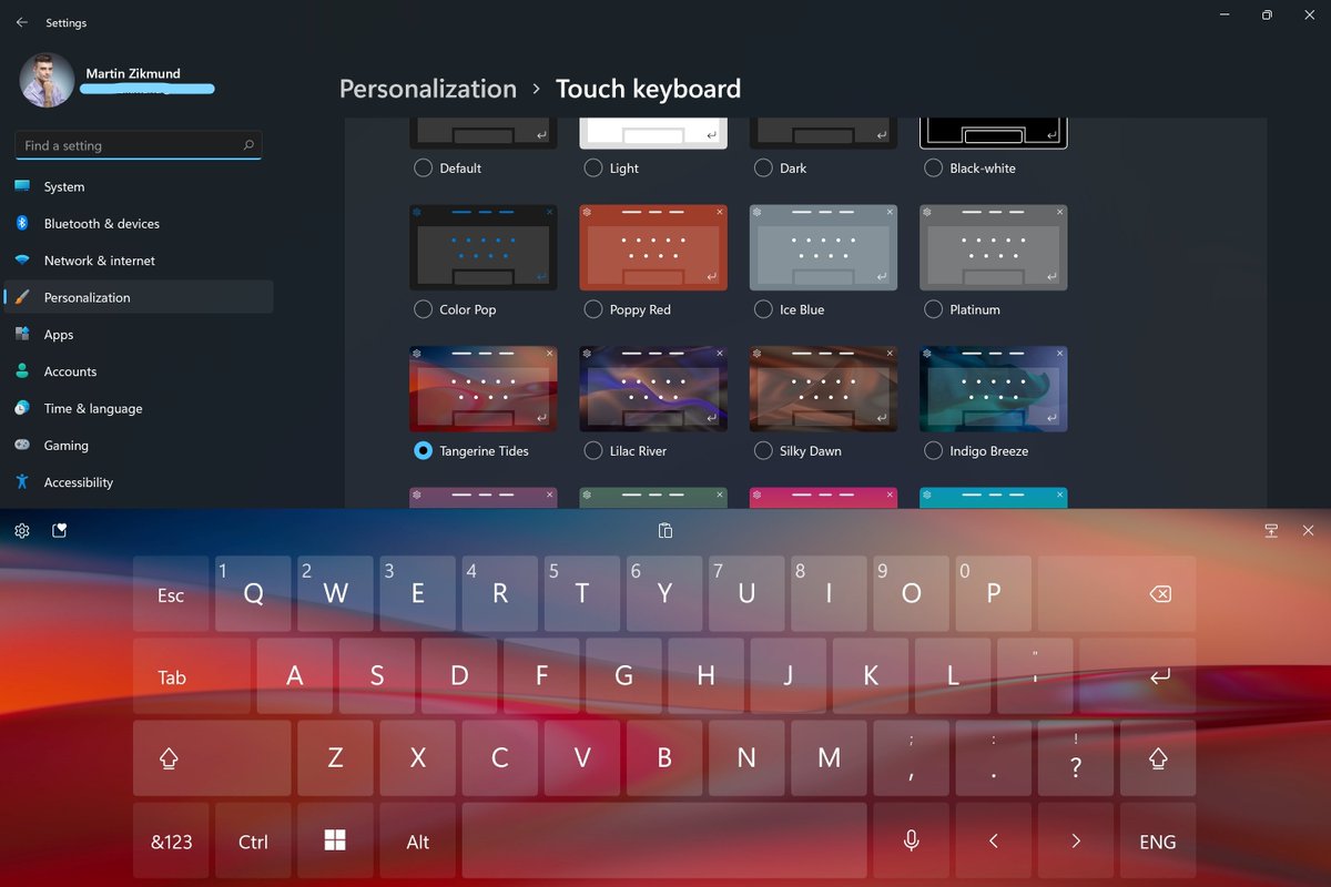 mzikmunddev's tweet photo. Keyboard themes are already available in the first @Windows 11 Insider Preview build! https://t.co/d26RMtlIkV