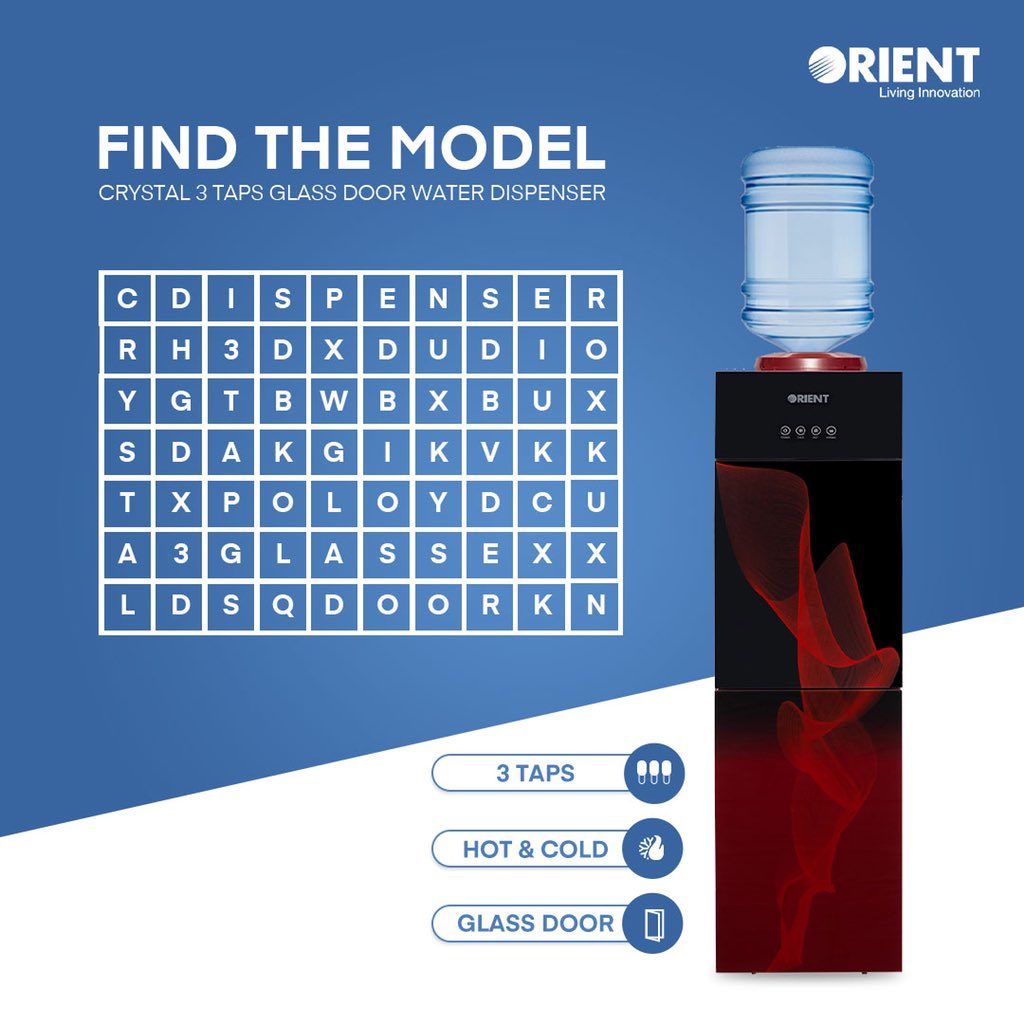 OrientPakistan's tweet photo. Can you spot the Orient Dispenser Model from the crosswords? Let us know in the comments below.
Shop at https://t.co/DvZIa3uMvW
#Orient #OrientForLife #ElectronicAppliances #SmartTechnology #LivingInnovation #TechnologyTrends https://t.co/2SDW9KT9sT