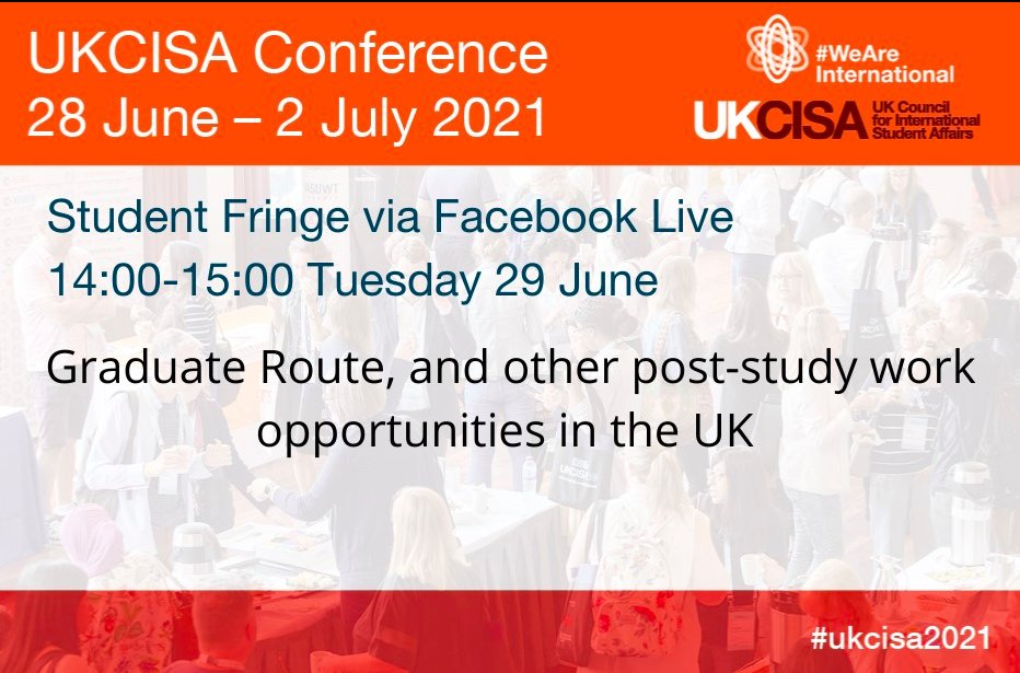 I'll be on Facebook Live today at 2pm for a @UKCISA student fringe event about the new Graduate route for post-study work #UKCISA2021 #graduateroute #poststudywork
facebook.com/events/3199418…