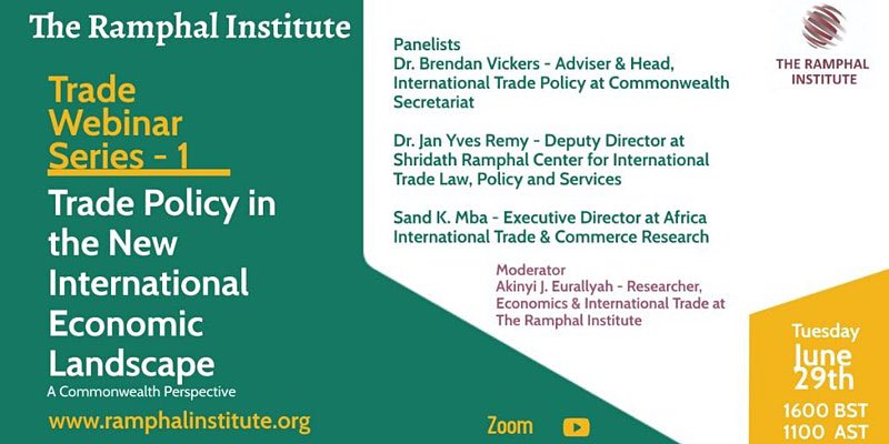 Commonwealth Trade Policy in the New International Economic Landscape by The Ramphal Institute Tue, 29 June 2021 16:00 – 17:30 BST Join Zoom Meeting us02web.zoom.us/j/89850543745 #EconomicDevelopment @Ramphal_Inst @sarifzaman @Official_CBWN @CBW_Kenya @cbwnigeria @eventbrite