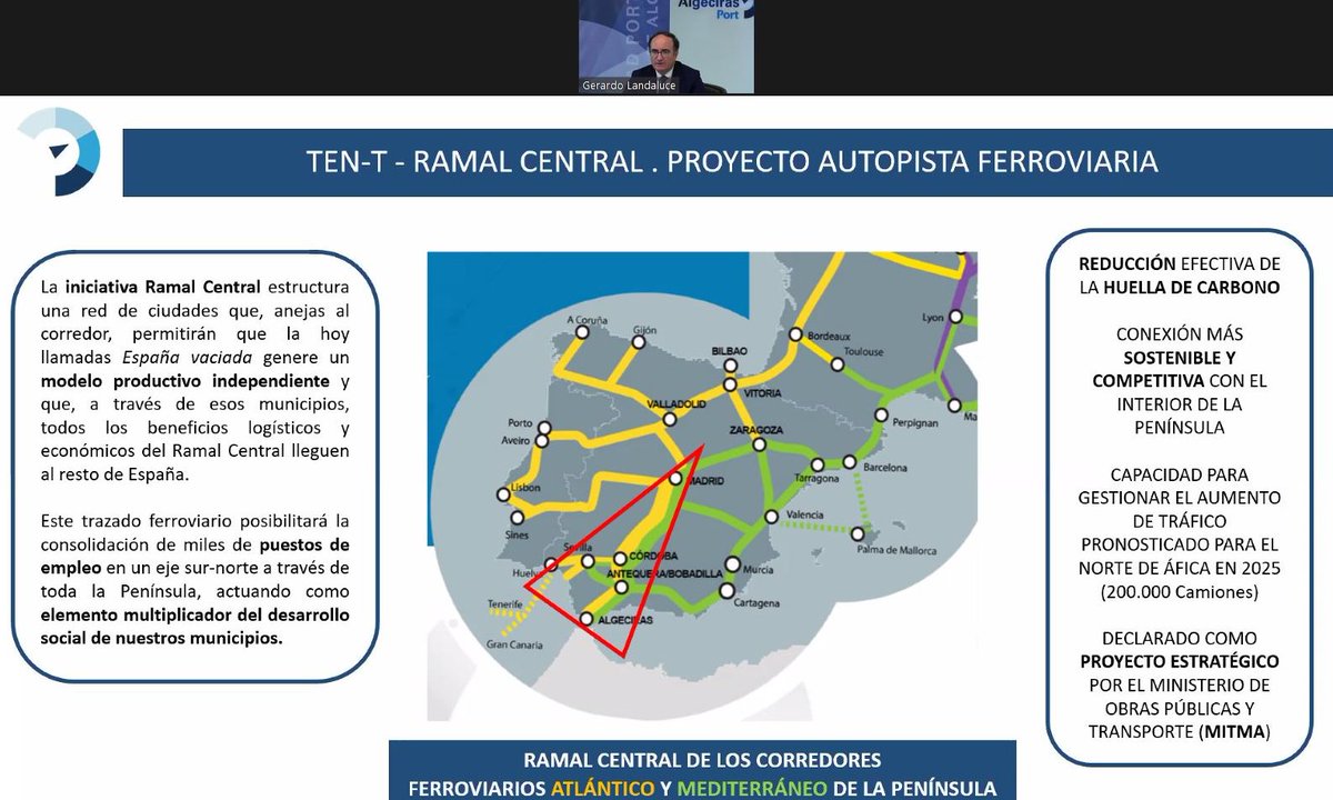 El presidente de <a href="/PuertoAlgeciras/">Puerto de Algeciras</a> Gerardo Landaluce expone la iniciativa <a href="/RamalCentral/">Ramal Central</a> a los más de 300 asistentes de la jornada <a href="/DiariodelPuerto/">Diario del Puerto</a> "Puerto Bahía de Algeciras: activo estratégico al servicio de la economía regional y nacional" #DesayunoBahíaAlgeciras
