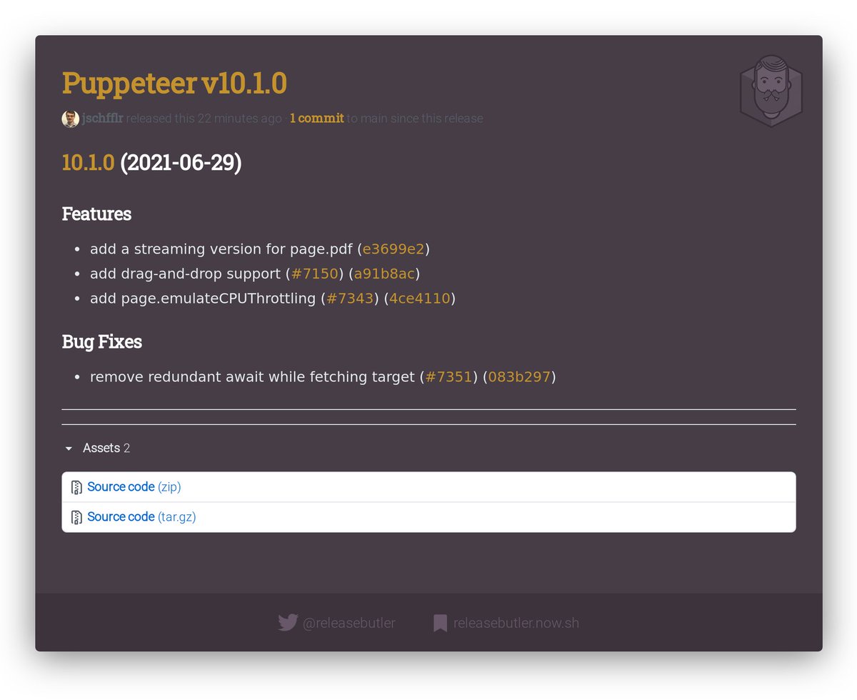 releasebutler's tweet photo. ๐ฅ New Puppeteer Release ๐
๐ฆ v10.1.0
โจ FEATURE RELEASE ๐๐
๐ท๏ธ #puppeteer #headlesschrome #nodejs #ssr #release #changelog #releasebutler
๐ https://t.co/AKF2jLuVul https://t.co/XYQwMbUVH3