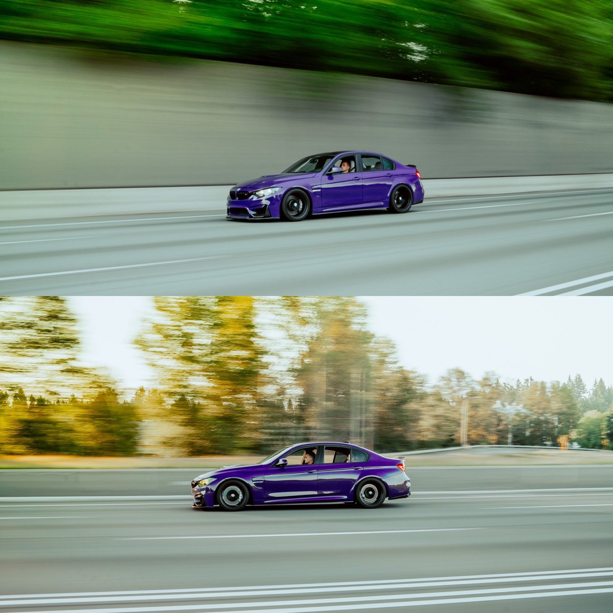 Ste3zymedia's tweet image. Since everyone liked this set so much here’s more on the ultra Violet m3 with a single turbo f80 next to it #f80m3