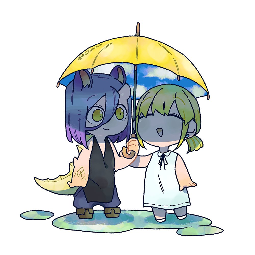 umbrella tail holding umbrella holding smile dress 1girl  illustration images