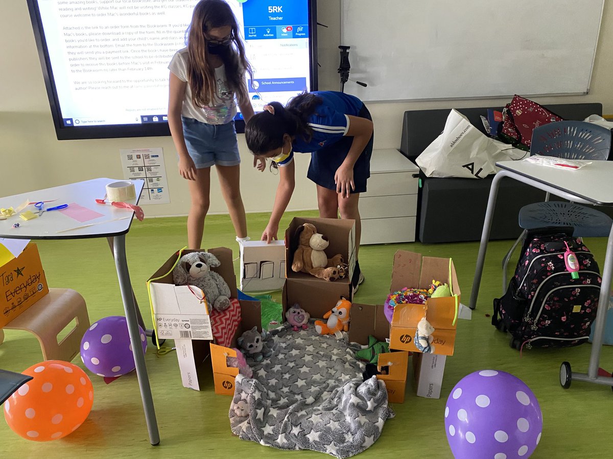 Rhonda_Kotb's tweet photo. A safe box and Puppies’ Paradise… 5th graders’ inventions from recyclables @DAAElementary at 5RK. Eco-friendly citizens take action to make 🌍 a more sustainable place. Good choice @MrsASAPsclass ! #solutionfluency #inquiry #socialstudies https://t.co/UVyc1Y8TKK