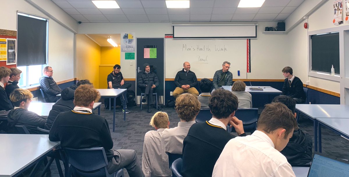 #mensmentalhealthweek teacher panel facilitated by head boy Will. Great to have our young men engaging in meaningful conversations with our kaiako.