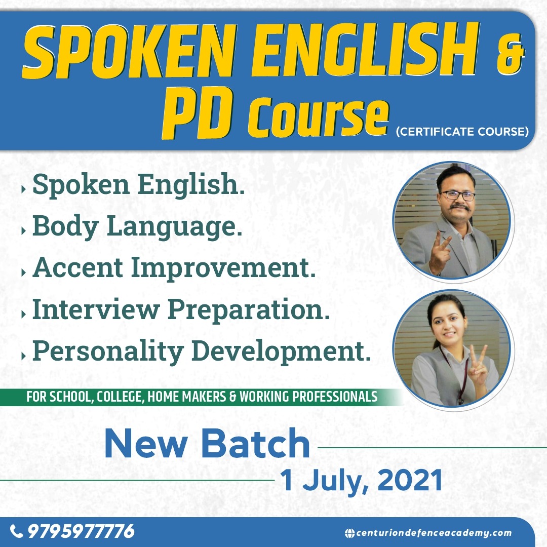 centurionaca's tweet image. Spoken English &amp;amp; PD Course..New Batch Starting from 1 July 2021.
For Detail Just Call 9795977776
Visit: centuriondefenceacademy.com

#spokenenglishcourse #pdcourse #personalitydevelopmentcoure #englishspokencourse