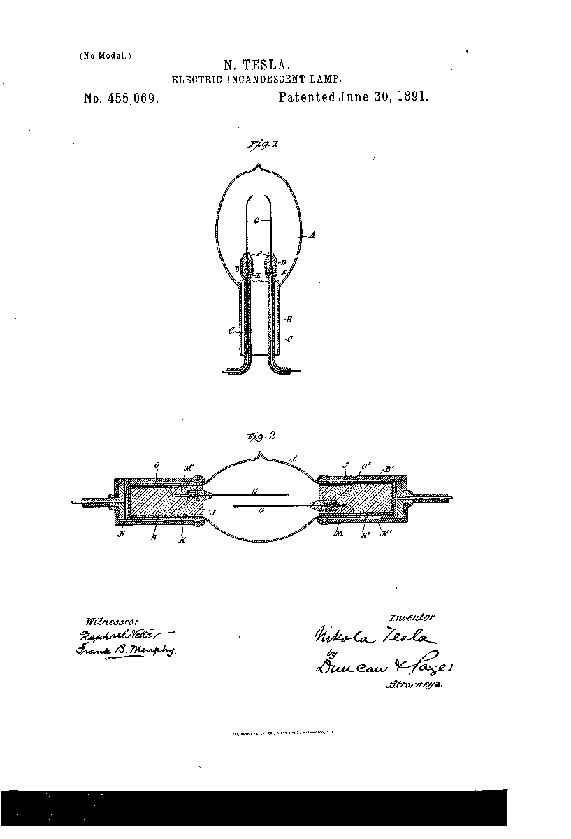 engineers_feed's tweet photo. On Jun 30, 1891, Nikola Tesla patented Electric Incandescent Lamp. https://t.co/2JvYqWB5bG