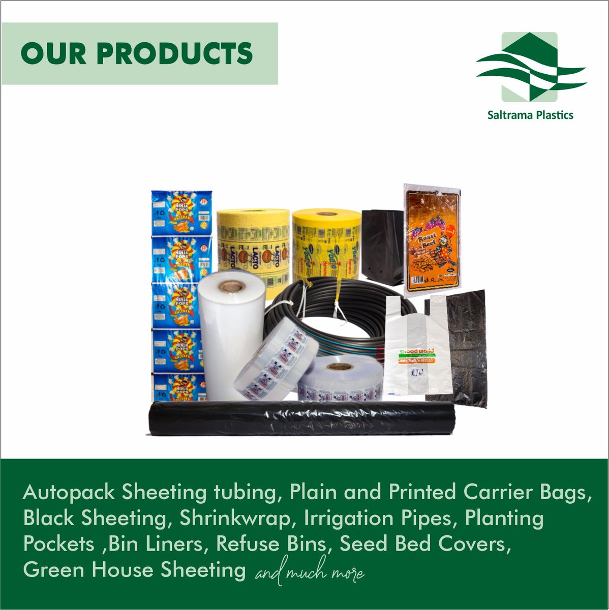 SaltramaZim's tweet photo. Home of a wide range of premium quality plastic products.

#plasticsheeting  #reusereducerecycle #constructionmaterials #plasticsheeting  #reusereducerecycle #constructionmaterials#Pride 
#BinBags 
#PlasticBags
#PlasticsZim
#HDPEPolyPipe
#IrrigationPipes
#IrrigationPipesZimbabwe https://t.co/x0m6cd6upv