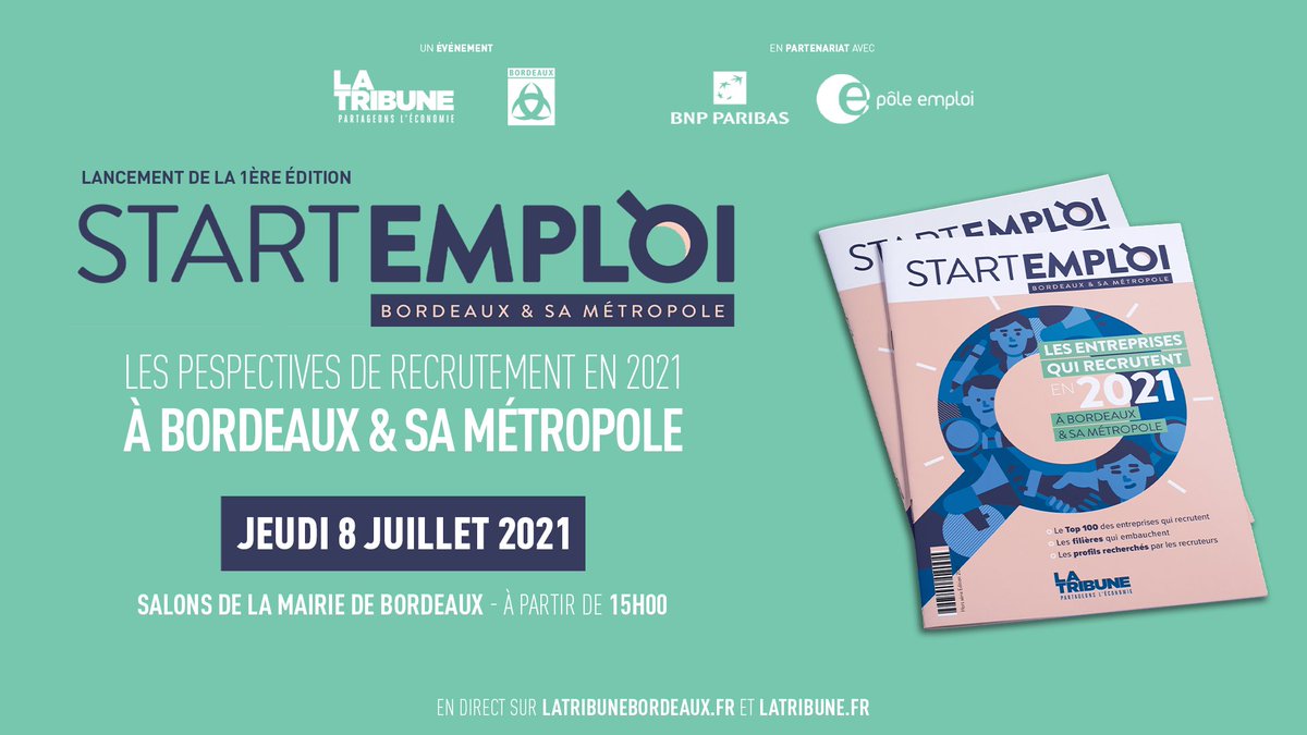 LaTribuneBdx's tweet photo. 📌Rdv le jeudi 8 juillet : lancement du #StartEmploi à #Bordeaux & sa métropole, en présentiel au sein des salons de la Mairie de Bordeaux et en direct sur https://t.co/DaJEZuAwSa, https://t.co/Ug9Rw54Tbv et nos RS !
🔴Inscription et informations 👇
https://t.co/EKZVauWrox https://t.co/4uNv988C7C