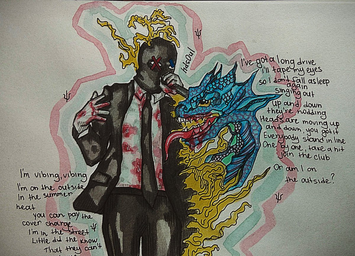 _hds0ul_'s tweet photo. I am a Megalodon, ocean's feelin' like a pond @tylerrjoseph @joshuadun @twentyonepilots @artbytheclique @skeletonclique #cliqueart #scaledandicy https://t.co/FdV8DGN27v