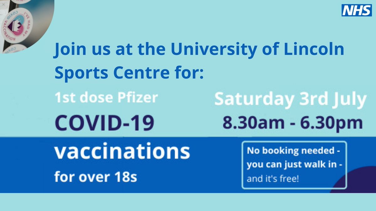 Covid-19 Vaccinations available for over 18s at <a href="/UoLSC/">UoL Sports Centre</a> 👇
#onecommunity