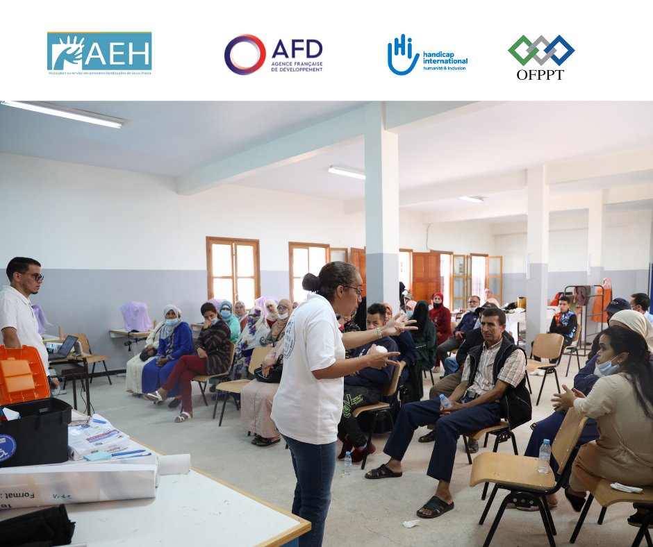 AehAgadir's tweet photo. [#formationinclusive]

@AehAgadir et l'OFPPT , ont organisé le samedi 26 juin 2021, un atelier de sensibilisation des familles par rapport au handicap et à la formation professionnelle inclusive.

 #formationprofessionnelle  #handicap #AEH #SoussMassa https://t.co/JJWvD9ZaM9