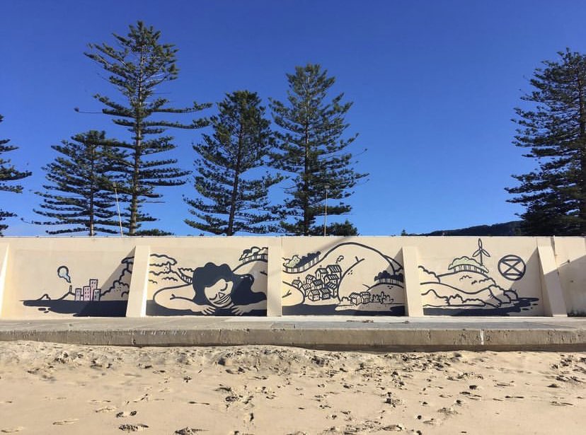 Actor &amp; climate activist Yael Stone has pleaded guilty in Wollongong Court to defacing public properly, for her role in painting this mural on the Thirroul Pool wall. 📷 <a href="/YaelStone/">Yael Stone</a>