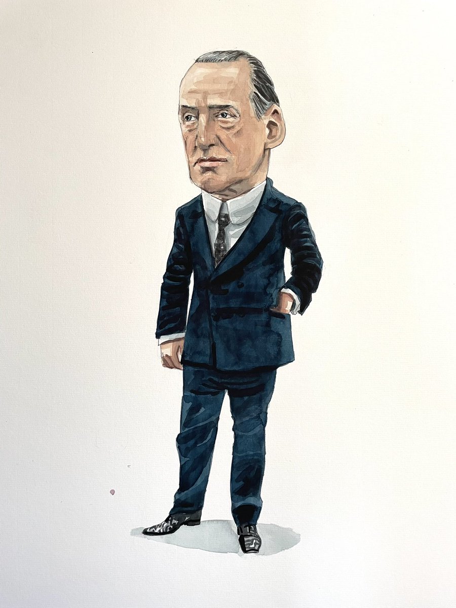 brianjohnspencr's tweet photo. My watercolour painting of the Dubliner and unionist Edward Carson in the classic @VanityFair style made famous by SPY and other artists over one hundred years ago.
#EdwardCarson #centenary #NIcentenary #Stormont #NorthernIreland #NIcentennial https://t.co/YUTHUAZTY1