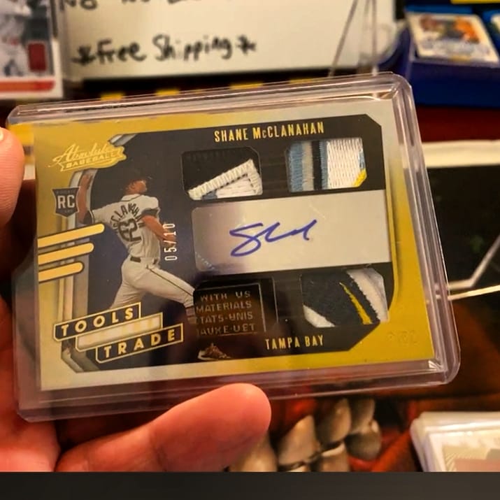 TheTrapHousePod's tweet image. Please RT with the number you would price this at?

It even has the laundry tag...

This is the first time im not sure. I have a number in my head though. @HobbyConnector @sports_sell 

#howmuch #priceguide  #cardvalues #beckettbaseball
