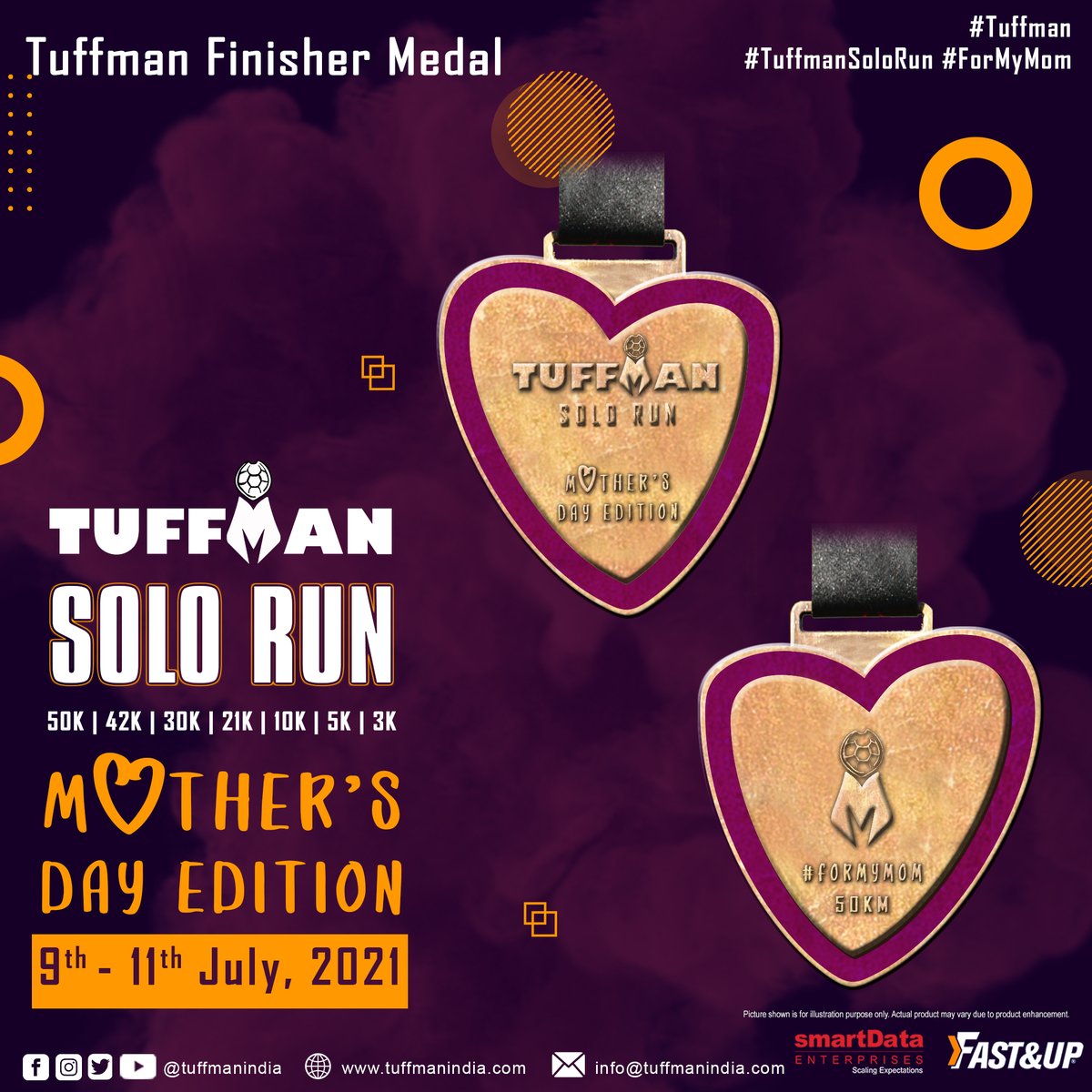 𝗗𝗢𝗡'𝗧 𝗙𝗔𝗜𝗟 𝗧𝗢 𝗦𝗨𝗥𝗣𝗥𝗜𝗦𝗘 𝗛𝗘𝗥 ! ❤❤

#GiftYourMom - your #SpecialFinisherMedal because #EverydayIsMothersDay. 👩🏅

It's #TimeToGoSolo again, but this time #ForYourMom by running the #TuffmanSoloRunMothersDayEdition during 9-11 July, 2021. 🏃‍♀️🏃‍♂️

1/2