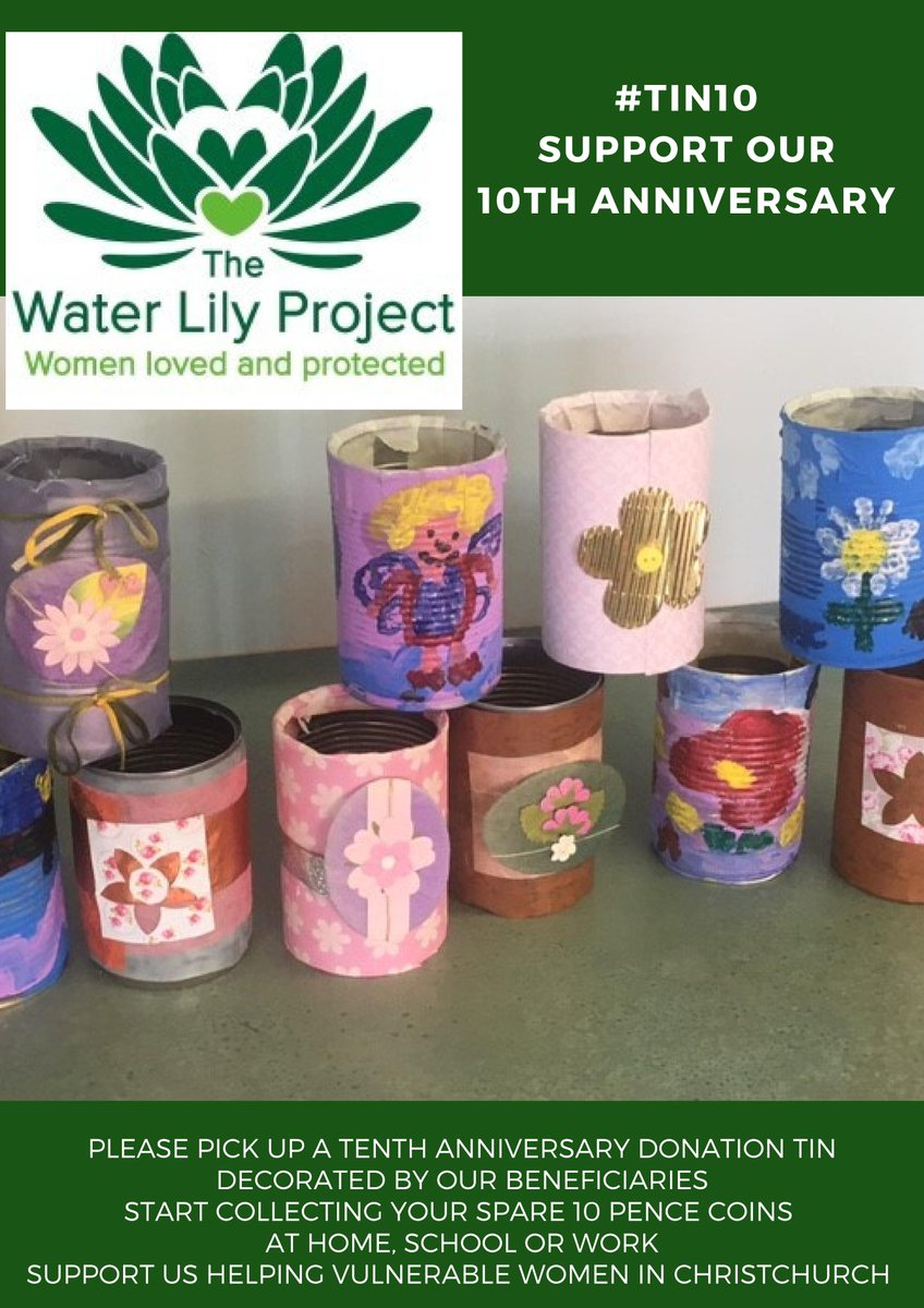 wlpchristchurch's tweet photo. Huge thanks to the anonymous donor who returned a  #Tin10 to The Water Lily Cafe. It came to a total of £133.61. So generous! Remember to pick up your upcycled #Tin10 donation tin from our cafe, beautifully decorated by some of the women our charity supports.  #donation #Tin10 https://t.co/h58UrPOG0E