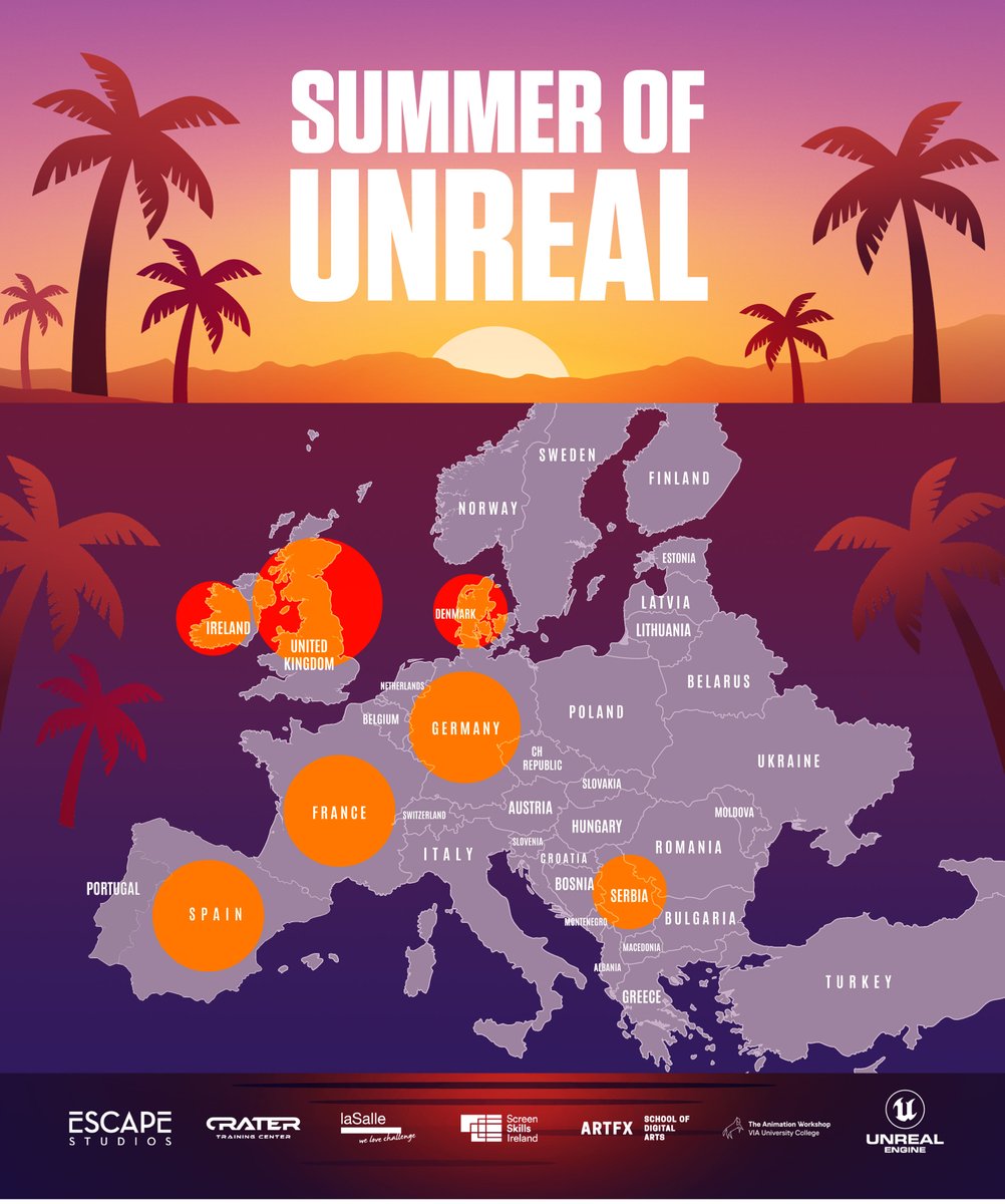 Working in the animation industry? Join <a href="/Escape_Studios/">Escape Studios</a> and our European partners for free 4 weeks of the #Summerofunreal summerofunreal.com #Unrealskills <a href="/EpicGames/">Epic Games Store</a>
 <a href="/dneg/">DNEG</a> <a href="/aardman/">Aardman</a> <a href="/blue_zoo/">Blue Zoo Animation Studio</a> <a href="/LSAnimation/">Locksmith Animation</a>