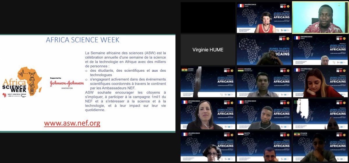🌿🙃🧪😎🔬😁 Facilitating 40 African #YoungScientificTalents again today! A mix of serious topics like the ethics of scientific journalism or #Africascienceweek - and a few fun games of course 😉
#SaisonAfrica2020 #JeunesTalentsScientifiques @SaisonAfrica20 <a href="/universcience/">universcience</a>