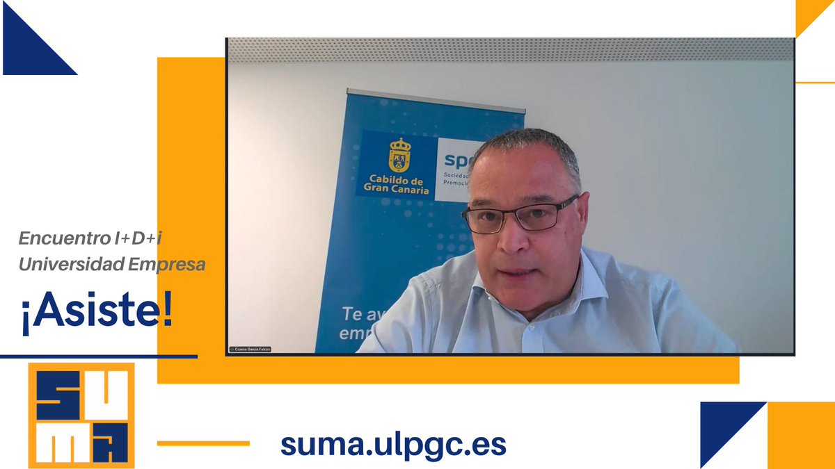 Cosme García Falcón, Director Gerente
<a href="/SPEGC/">SPEGC</a>, presenta Innomac.

Entra en #SUMAUlpgc suma.ulpgc.es
 @UMaGIRP
Pró Empresa.

#investigación
#empresas