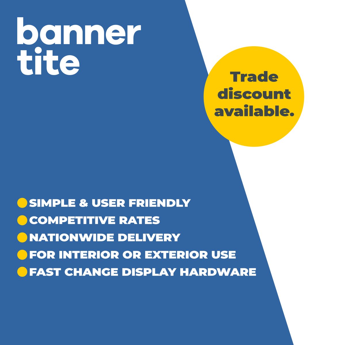 Specialising in sign hardware technology, we exclusively supply to the sign, print and banner industry!

Looking to partner with us? Get in touch👇

Email - cm@bannertite.co.uk
Phone - 01845 524938