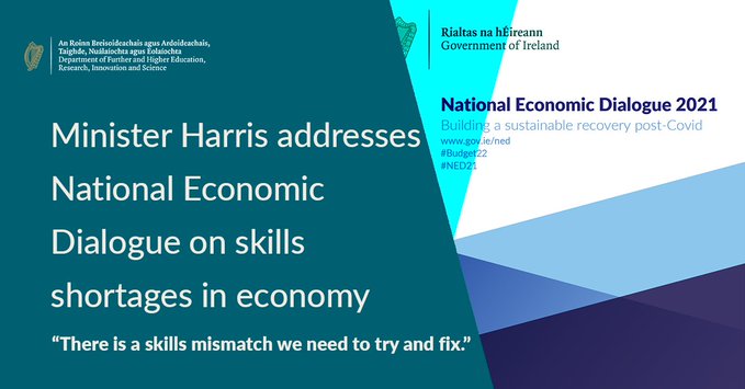 SkillnetIreland's tweet photo. We are pleased to contribute to the virtual National Economic Dialogue. A sustainable recovery is reliant on our people and businesses have the right skills & talent in place. This is key for driving our economy forward into the future. Learn more: https://t.co/iIEp09SQhT #NED21 https://t.co/IWHU7JSrxa