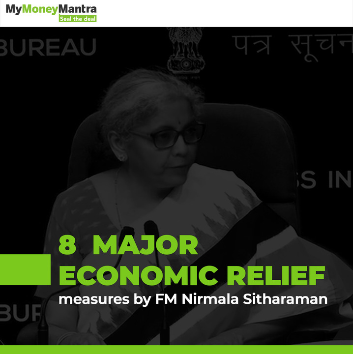 mymoneymantra's tweet photo. Finance Minister @nsitharaman has announced 8 economic relief measures worth over ₹6 lakh crores for Covid-affected sectors.

#economicreliefs #financeministryofindia
#MyMoneyMantra #sealthedeal https://t.co/0GJc022dG2