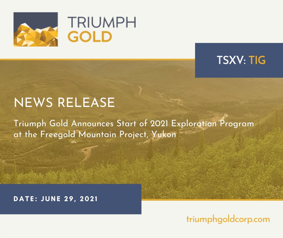 TriumphGoldCorp's tweet photo. NEWS | Triumph Gold Announces Start of 2021 Exploration Program at the Freegold Mountain Project, Yukon: https://t.co/RLbXeBnBYl
$TIG $TIGCF #Mining #Metals #PreciousMetals #JuniorMining #ExplorationProgram #FreegoldMtnProject #Yukon #MiningYukon #InvestYukon https://t.co/4eGaKorZbL