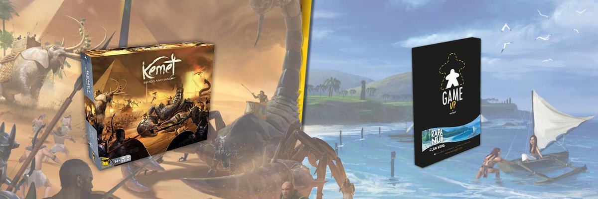 Les sorties de juillet 😻
L'été s'annonce grandiose chez #Matagot : #KemetBloodansSand 🦂 et le game up #RapaNuiGuerredesclans 🗿 arrivent !
📅 Kemet : Blood and Sand, disponible le 16 juillet 
📅 Game up Rapa Nui : Guerre des clans, disponible le 23 juillet