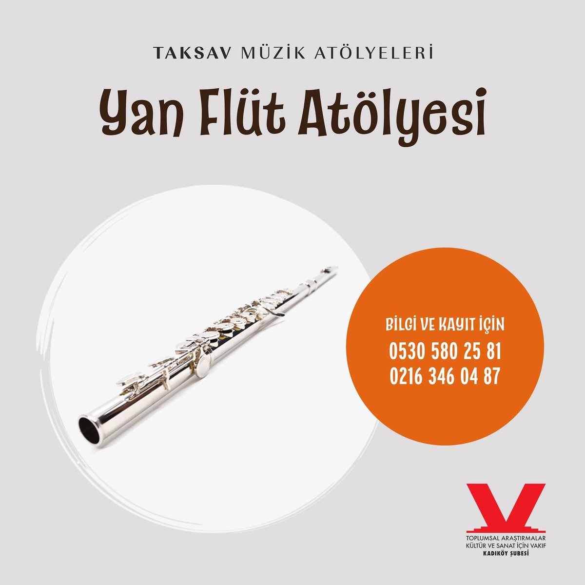 Müziğe ve flüte giriş, diyafram ve tutuş, nota eğitimi, metot çalışmalar, küçük basit eserlerle repertuara giriş gibi pek çok konuyu içeren ve kolay öğrenim teknikleriyle desteklenen yan flüt atölyesinde enstrümanı çalmayı öğrenmenin yanı sıra keyifli vakit geçireceksiniz...