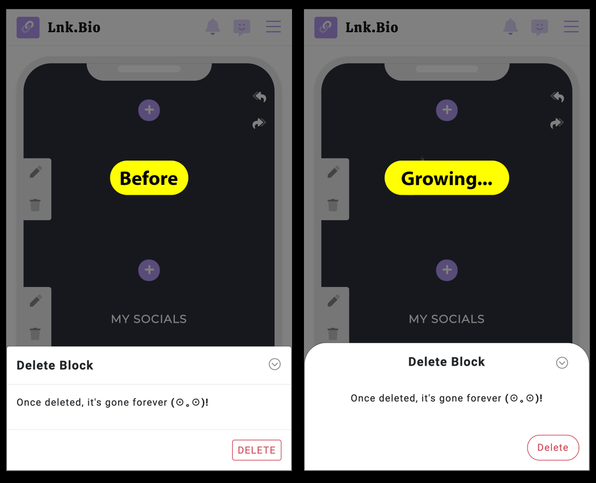 andreaolivato's tweet image. Sabrina and I worked on improving @lnk_bio modals and buttons. What do you think? 
#webdev #webdesign #webdesigners #ui #ux #design #uidesign #uxdesign #html #css #javascript