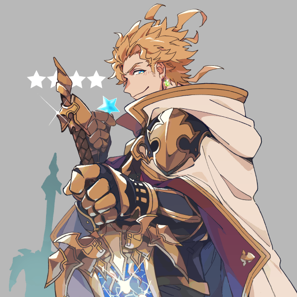 1boy male focus weapon blonde hair sword blue eyes solo  illustration images