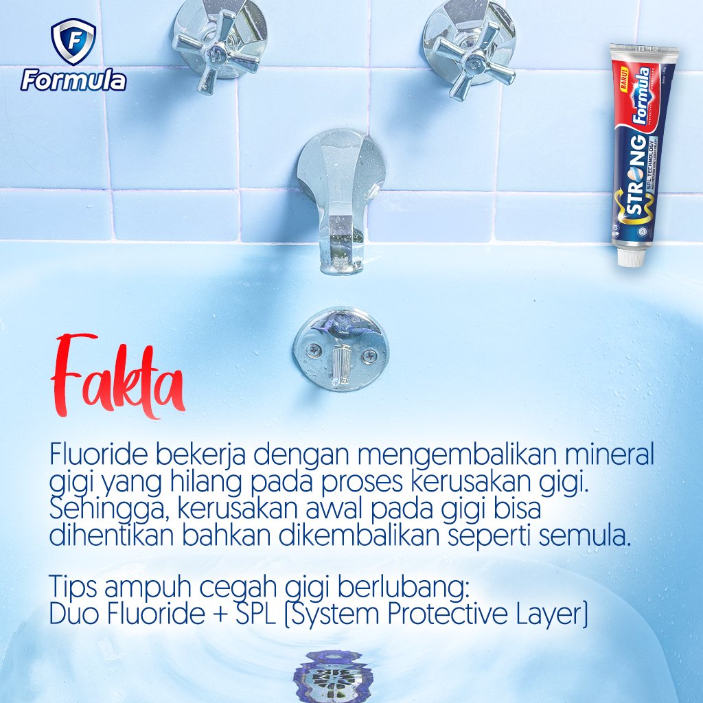 Mimin punya fakta yang bikin happy nih! 😎
Inilah kenapa kandungan fluoride dalam pasta gigi itu penting banget, ya!

Apalagi Duo Fluoride dan Teknologi SPL pada Formula Strong merupakan kombo ampuh untuk menjaga gigi kamu penyebab gigi berlubang! 🥰

Yuk, pakai #FormulaStrong!