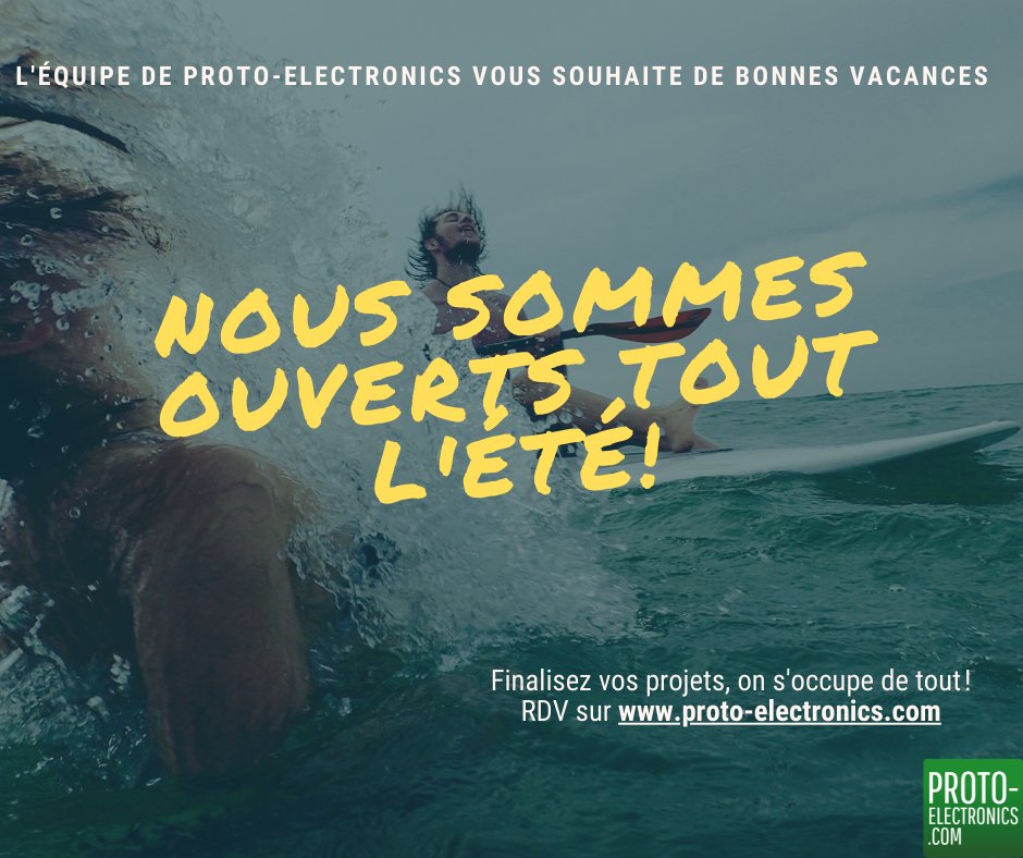 protoelectroniq's tweet image. ☀️ Lancement de la saison estivale! ☀️
👉Et comme chaque année, Proto-Electronics reste ouvert✔️
Toute l&apos;équipe sera à votre disposition pour vous aider à finaliser vos commandes, afin que vous profitiez sereinement de vos congés 😉