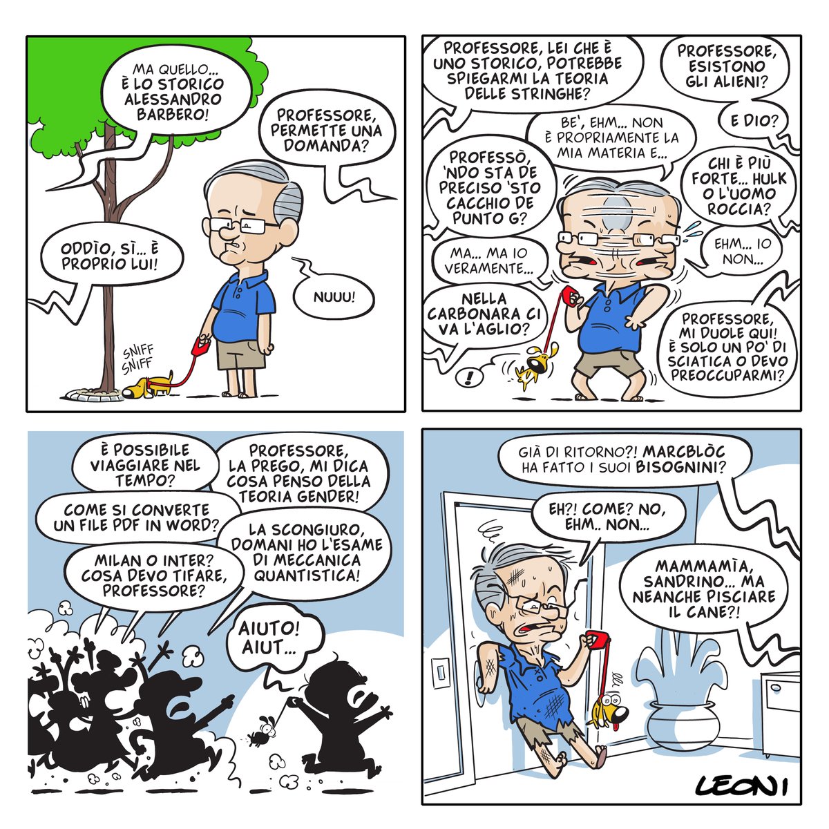 Vita di merda e quotidiane battaglie del prof. Barbero, storico #AlessandroBarbero #Barbero #Lastoriasiamolui #comicstrip #TotallyUnnecessaryComics