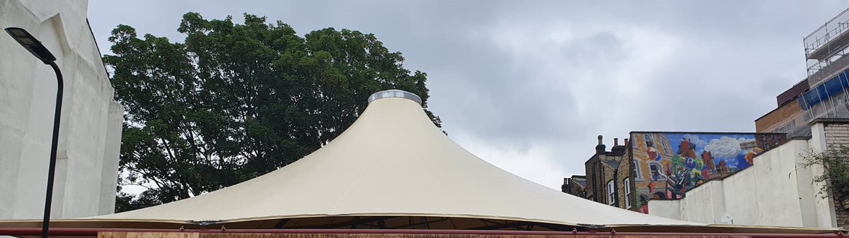 Great to see install in action on one of our latest projects #fabriccanopy #tensileroof #citytheatre