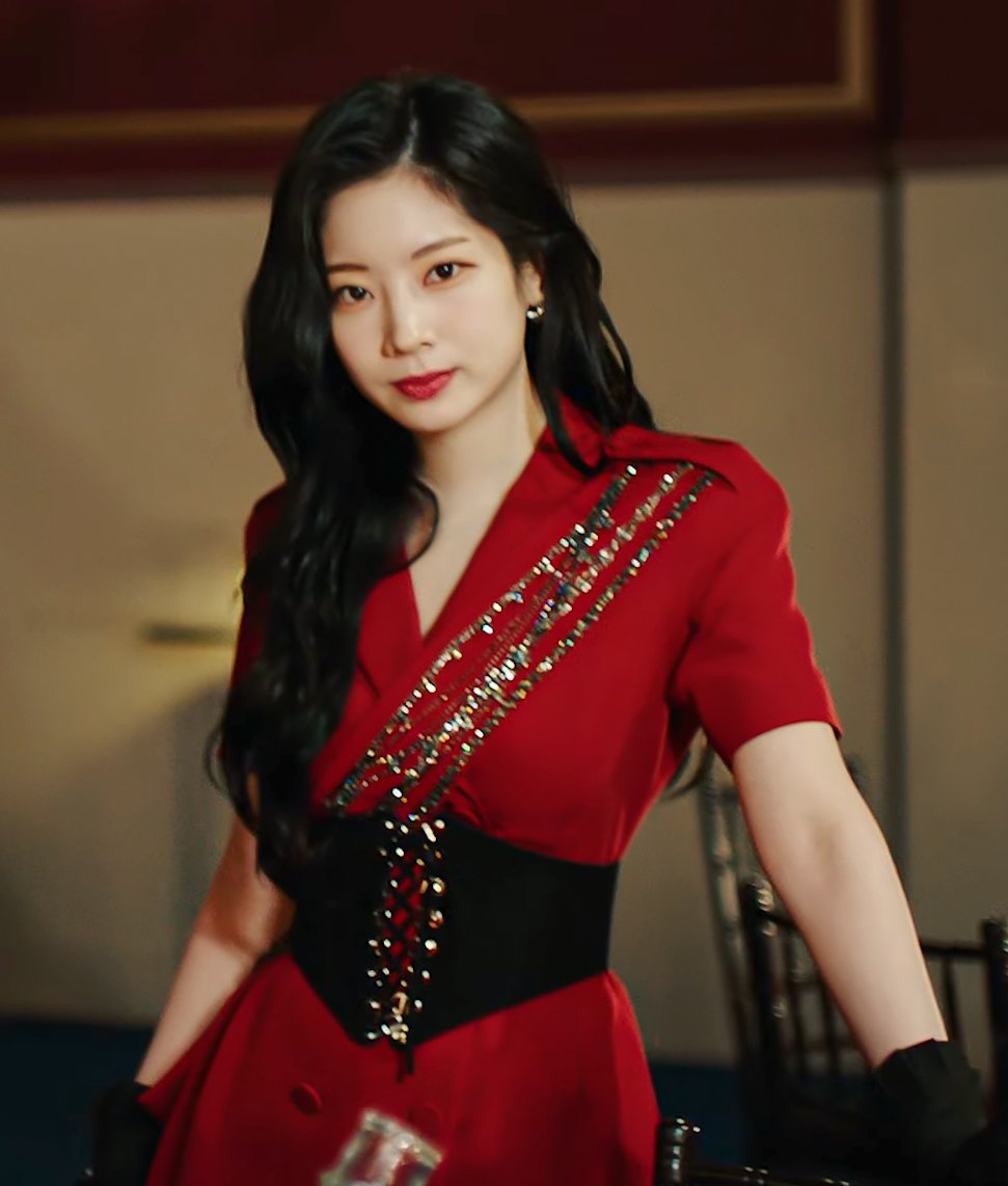 dahyun red dress Red Halter Backless Bubble Dress | Dahyun - Twice