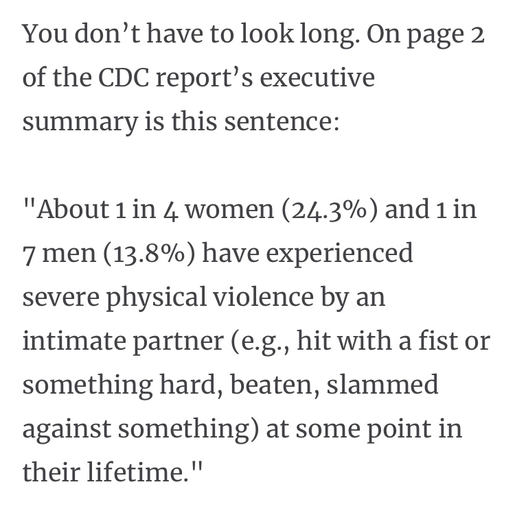 FemCondition's tweet photo. Ty for sharing so much! I’ve nothing to plug for myself, but please read this: 1/7 men suffer severe DV. 1/6 men suffer sexual assault. 1/3 of abused men report being laughed at when seeking help. Over half report being arrested for DV, even if they are injured. #DVIsGenderless https://t.co/Npqm6yOZUi