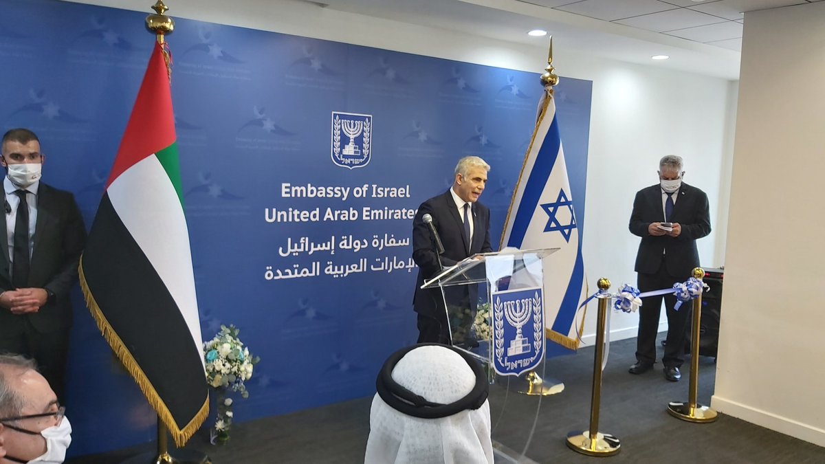 وزير الخارجية يائير لابيد في مراسم افتتاح سفارة إسرائيل في أبوظبي: هذه لحظة تاريخية
